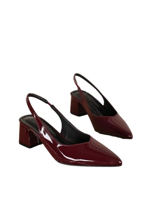 Yolara Style Women's Pointed Toe Slingback Heels in Leather with Block Heels – Elegant Formal Dress Footwear