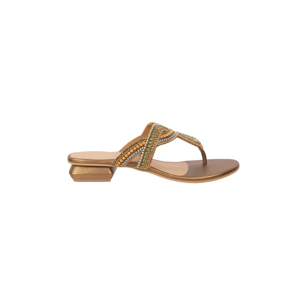 Mopeta Women Beaded Ethnic Slip-On Sandals – Stylish & Comfortable Fashion Footwear for Festive or Daily Wear