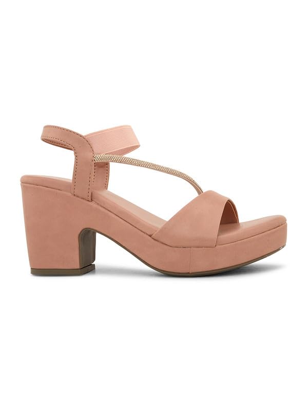 Xeloria Women's Glittery Block Heel Sandals with Side Strap, Cushioned Sole & Stylish Back Support for All-Day Comfort