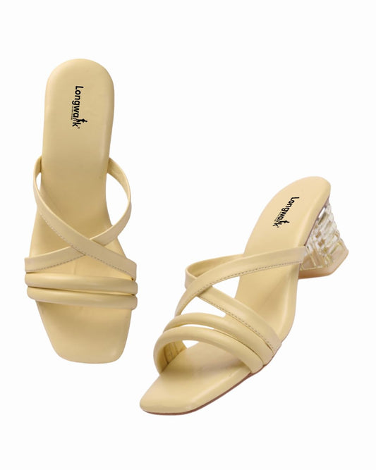 Lunaria Women's Multi-Strap Stylish Sandals with Transparent Heels – Elegant Party Footwear for Girls