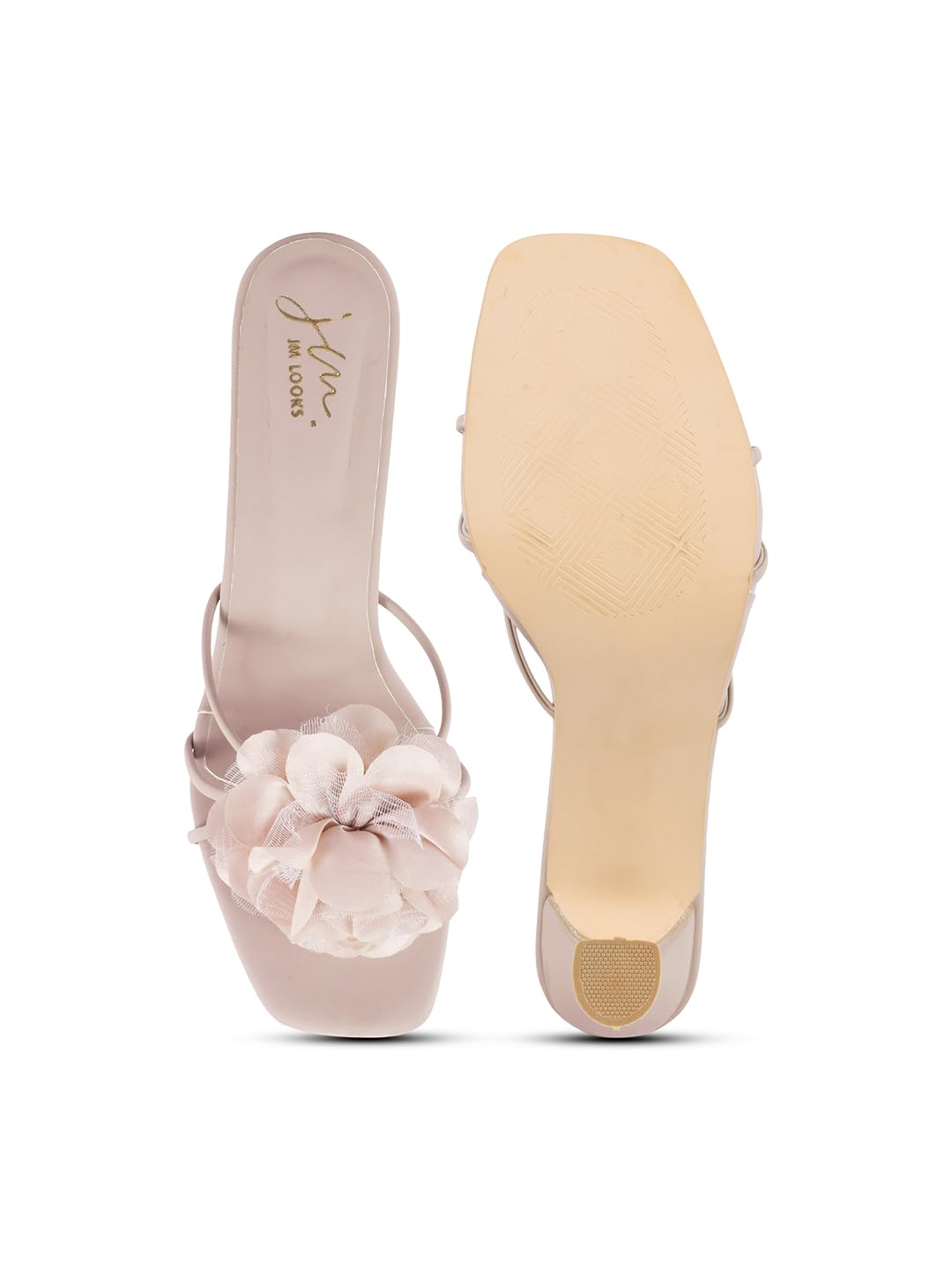 Jalmera Women’s Open-Toe Spool Heels with Floral Design – Elegant Party & Wedding Sandals