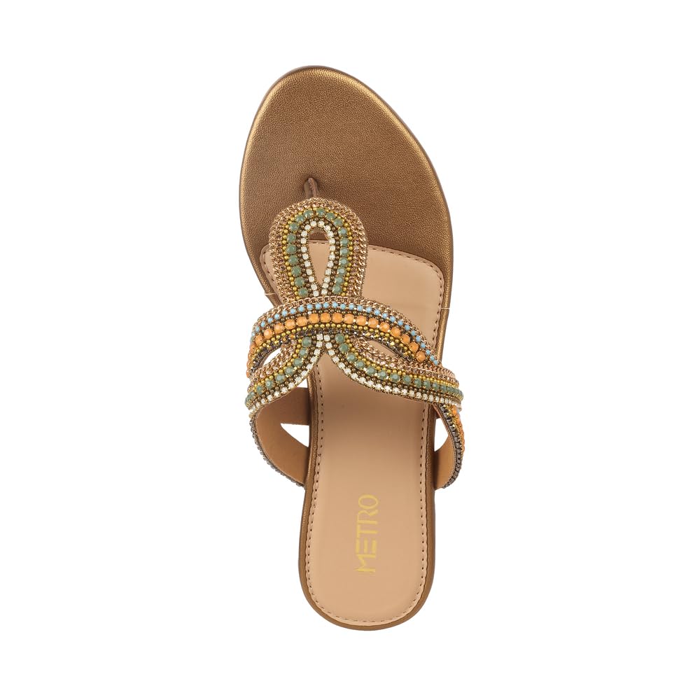 Mopeta Women Beaded Ethnic Slip-On Sandals – Stylish & Comfortable Fashion Footwear for Festive or Daily Wear