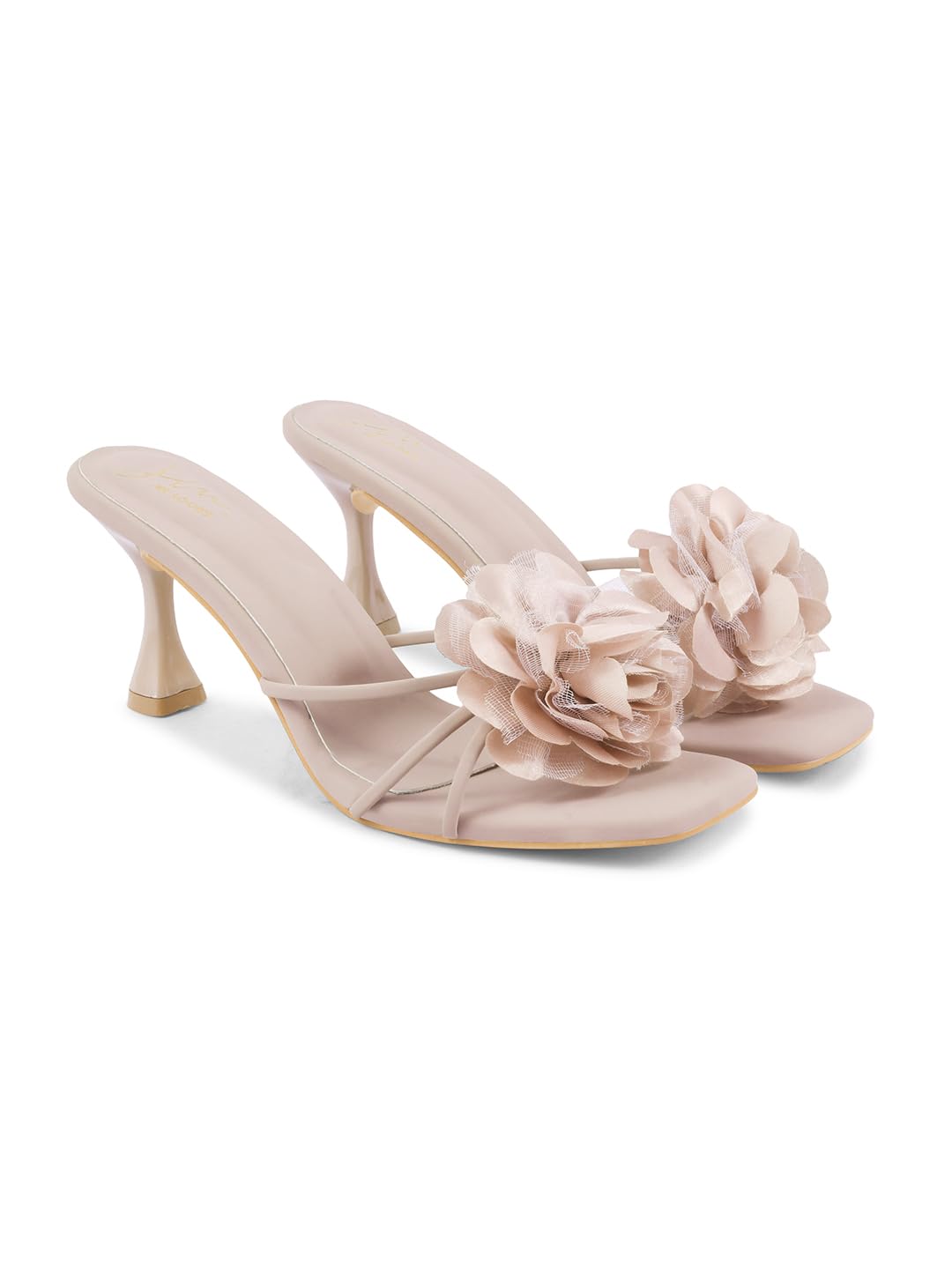 Jalmera Women’s Open-Toe Spool Heels with Floral Design – Elegant Party & Wedding Sandals