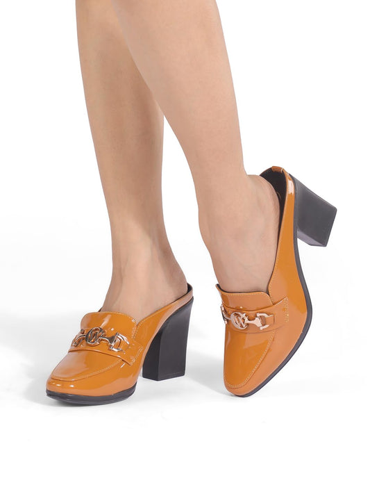 Casmira Women's Stylish Block Heel Mules – Elegant Open-Toe Slip-Ons