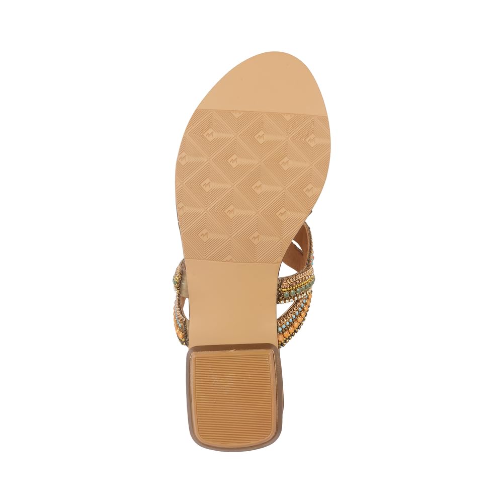 Mopeta Women Beaded Ethnic Slip-On Sandals – Stylish & Comfortable Fashion Footwear for Festive or Daily Wear