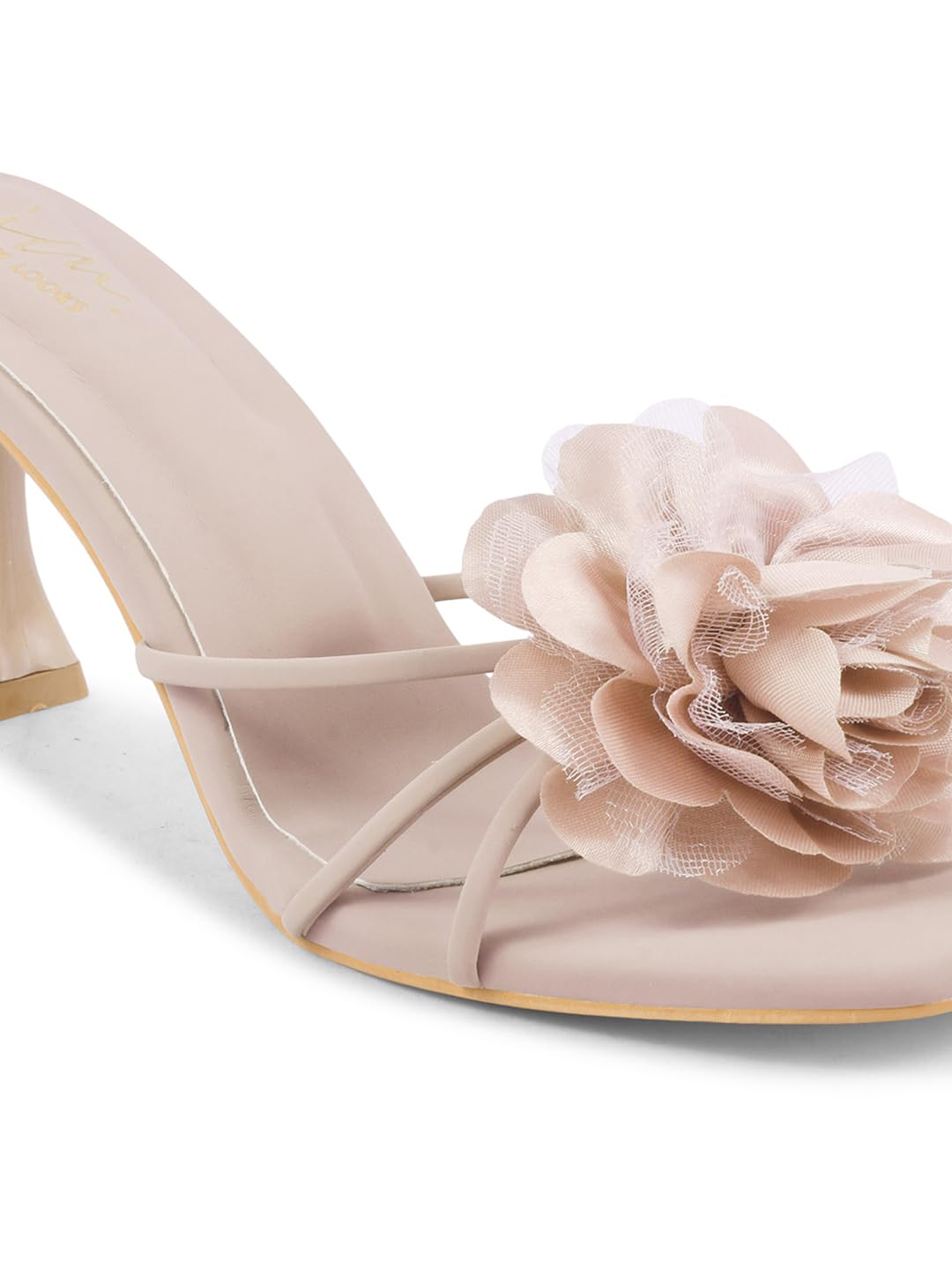 Jalmera Women’s Open-Toe Spool Heels with Floral Design – Elegant Party & Wedding Sandals