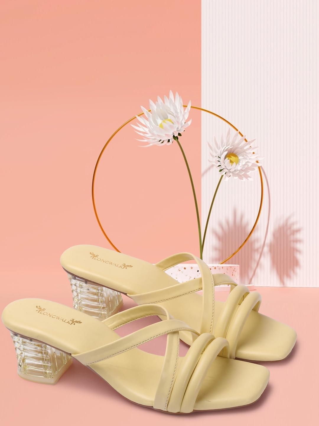 Lunaria Women's Multi-Strap Stylish Sandals with Transparent Heels – Elegant Party Footwear for Girls