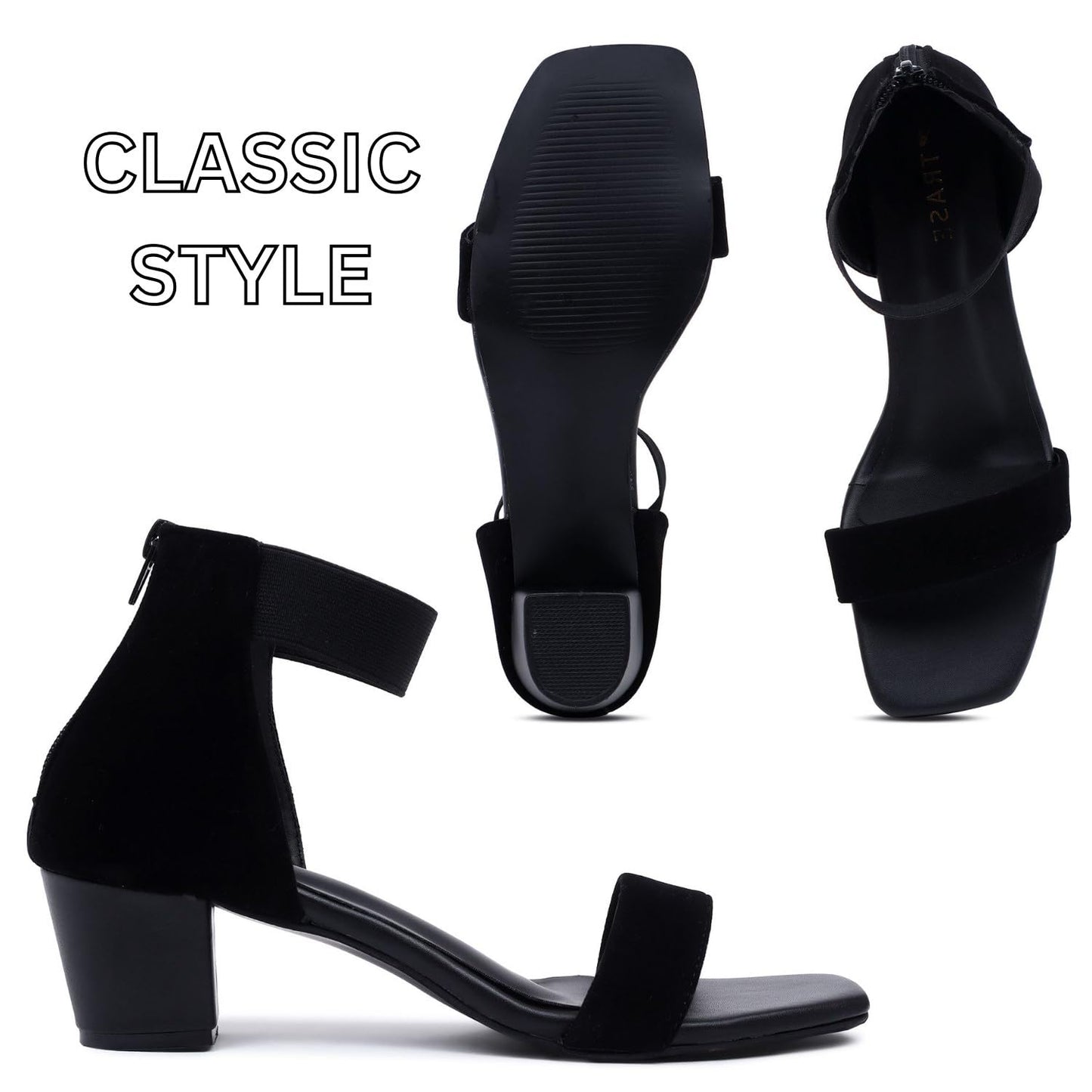 Trenzia Stylish Block Heel Sandals with Ankle Strap for Women & Girls