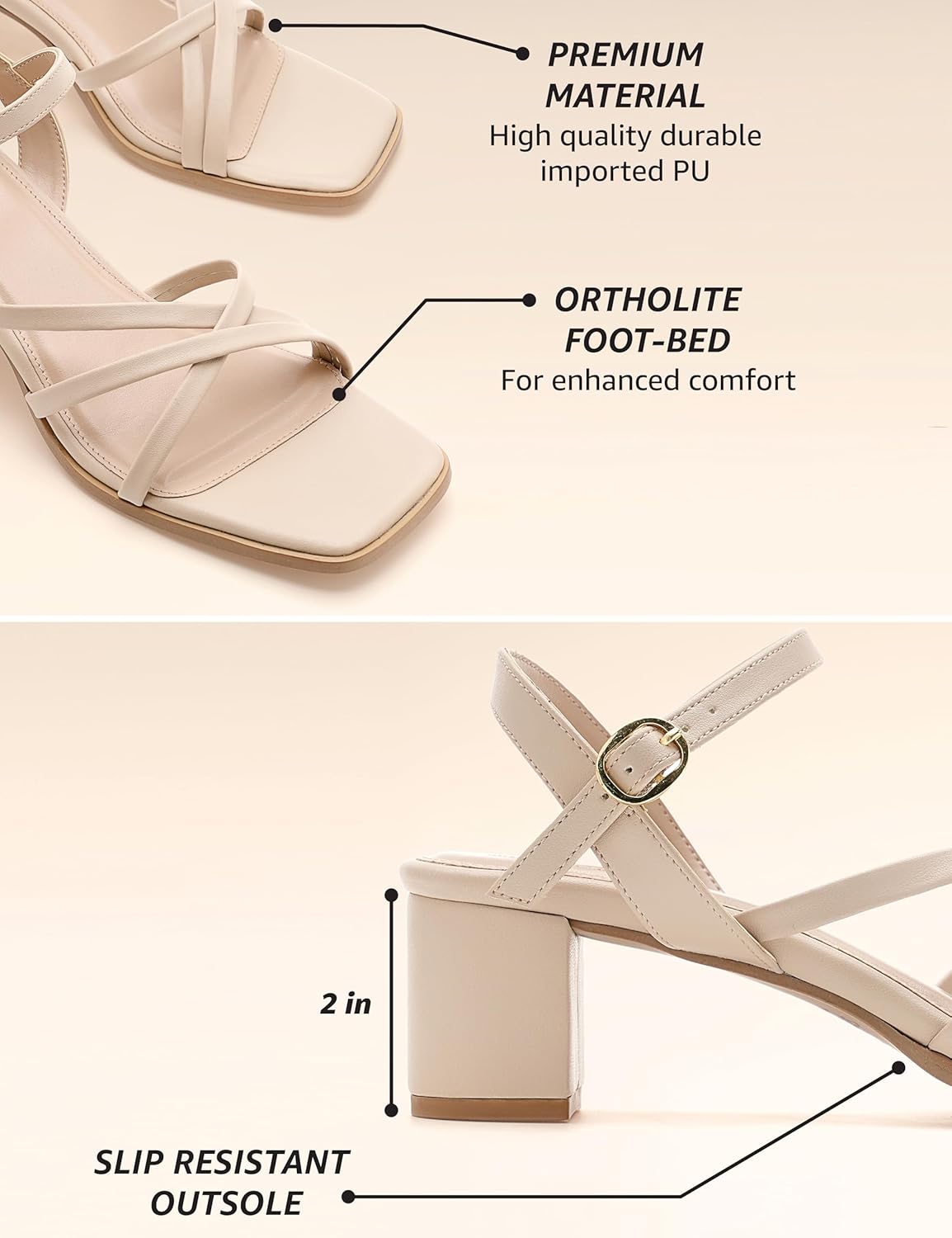 Syphoria Premium Women's 'Desk to Dinner' Open Toe Sandals with Ortholite Comfort Insole and Elegant Stylish Heels
