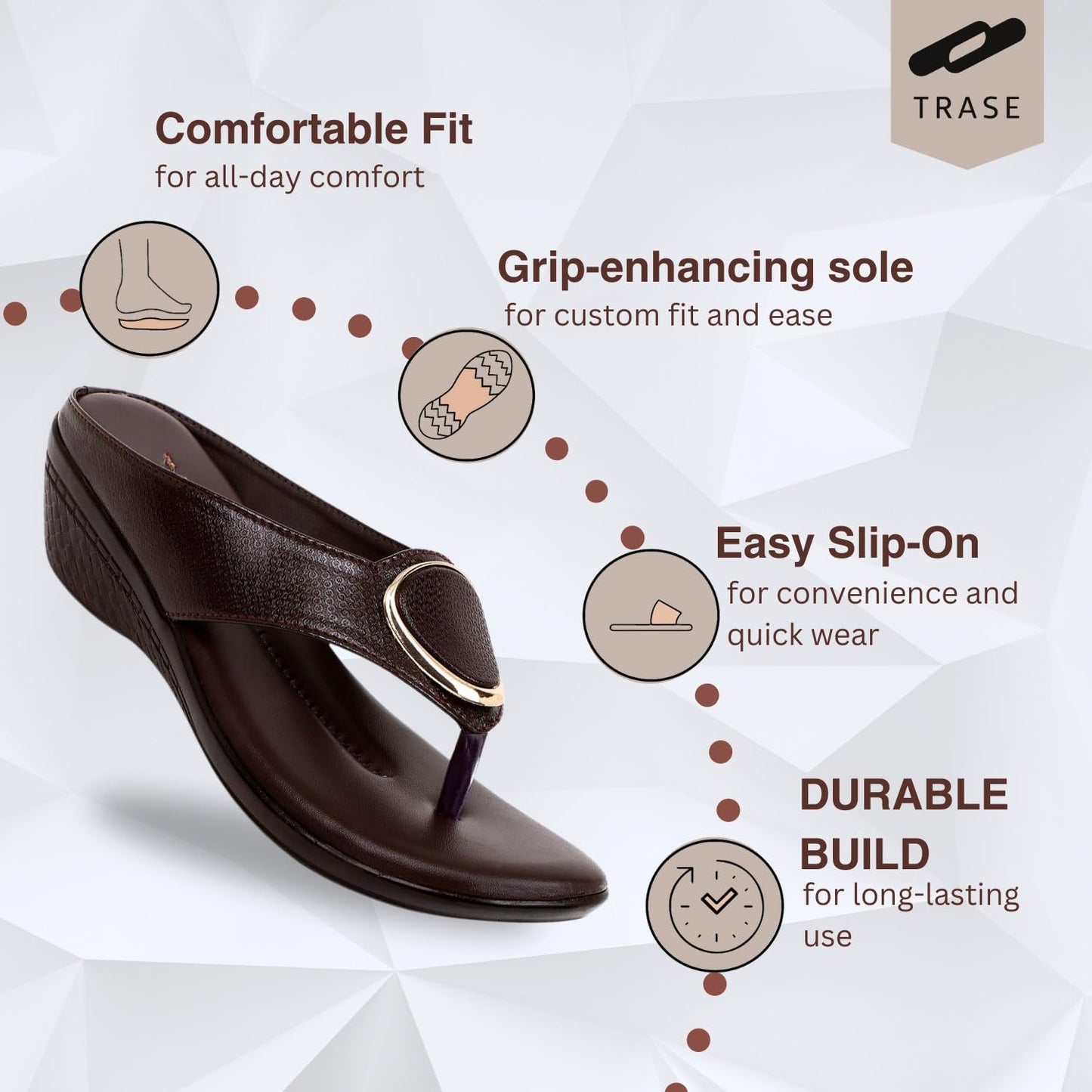 TARVIA Women's Faux Leather Wedges | 2-Inch Heel Sandals for Casual & Formal Wear | Comfy, Trendy & Stylish Footwear